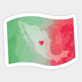 Mexico map watercolor work of art i love mexico print mexican flag proudly mexican Sticker